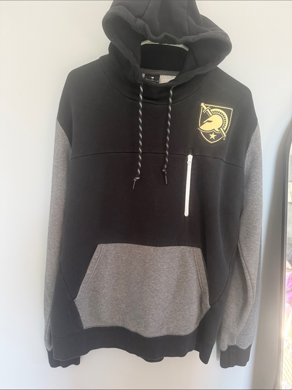 Nike Black and Gray Army Hooded Pullover with Yellow Crest Patch